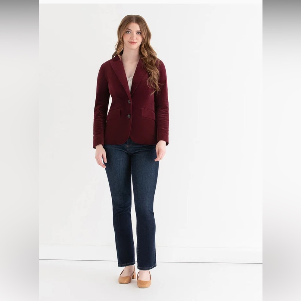 Ricki's Windsor Wine Velvet Blazer with Button Details